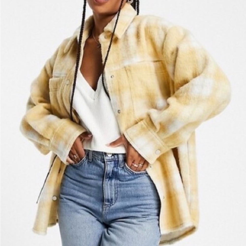 Topshop Yellow and White Plaid Shacket